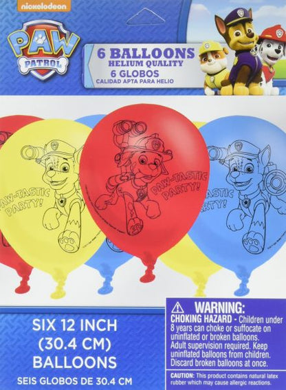 Paw Patrol Helium Quality Latex Balloons / 6 Globos de Cumpleaños Patrulla Canina de Latex Adornos / Embellishments Anagram