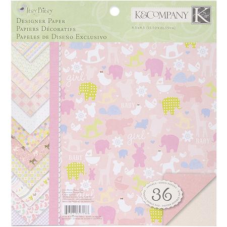 Itsy Bitsy Double Sided Paper Pad 8.5" Baby Girl / Papel Doble Cara Bebé Niña Descontinuado K &amp; Company