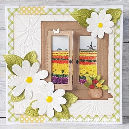 Embossing Folder &amp; Die Daisies / Suajes y Folder de Grabado de Margaritas Dados de Corte / Suajes / Troqueles Leane Creatief