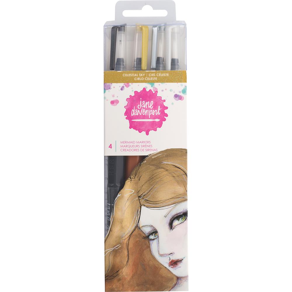 Mermaid Markers / 4 Rotuladores Acuarelables Punta Pincel Colores y Plumones Jane Davenport