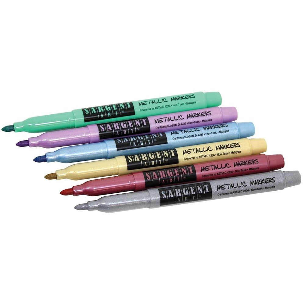 Liquid Metals Medium Point Markers / 6 Marcadores Metálicos Punta Media Caligrafía Sargent Art
