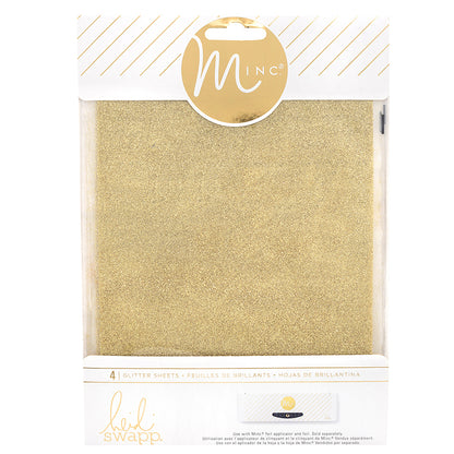 Minc Glitter Sheets Gold / 4 Hojas de Papel Metalizado Brillitos Dorado Acetato y Especializados Heidi Swapp