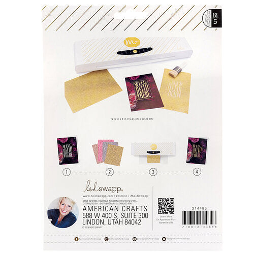 Minc Glitter Sheets Rose Gold / 4 Hojas de Papel Metalizado Brillitos Oro Rosa Foil Heidi Swapp