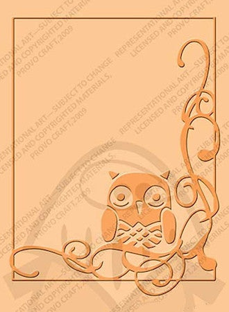 Embossing Folder Owl Flourish / Folder de Grabado Buho en Esquina Descontinuado Cuttlebug