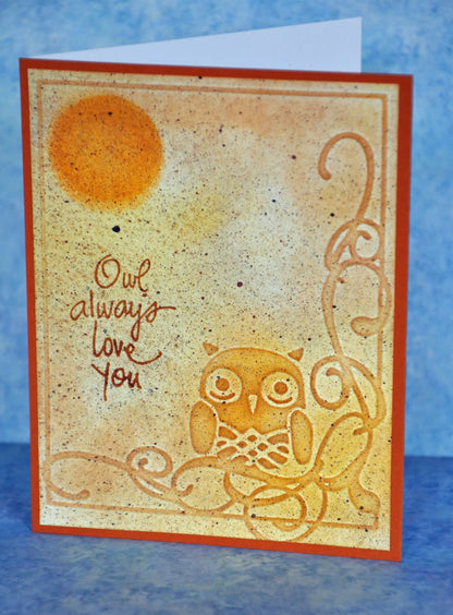 Embossing Folder Owl Flourish / Folder de Grabado Buho en Esquina Descontinuado Cuttlebug