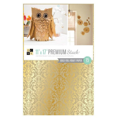 Block Premium Kraft Gold Foil Paper / Block de Cartulina con Diseños Color Dorados Descontinuado DCWV