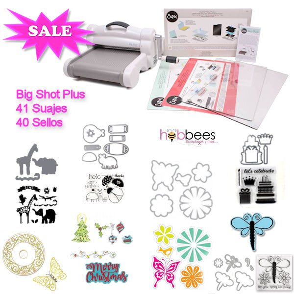 Big Shot PLUS White &amp; Gray Machine + 81 Xtras / Paquete Especial Máquina de Corte y Grabado Descontinuado Sizzix