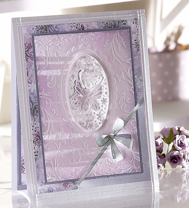 Embossing Folder Filigree Frame / Folder de Grabado Marco Ovalado con Mariposas Descontinuado Crafter&