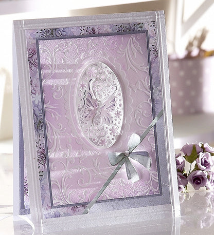 Embossing Folder Filigree Frame / Folder de Grabado Marco Ovalado con Mariposas Descontinuado Crafter&
