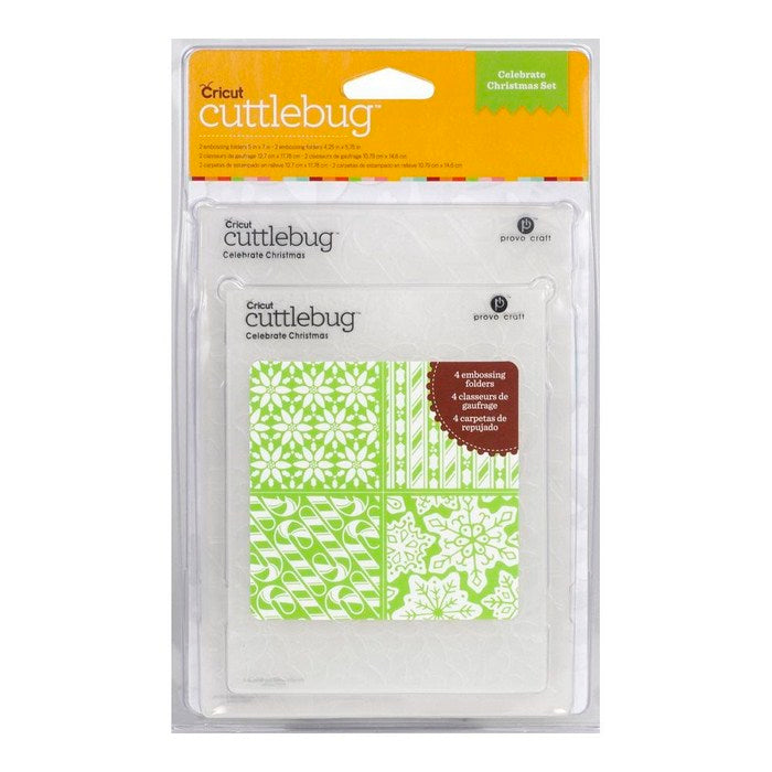 Embossing Folders Celebrate Christmas / Set de 4 Folders de Grabado Navidad Descontinuado Cuttlebug