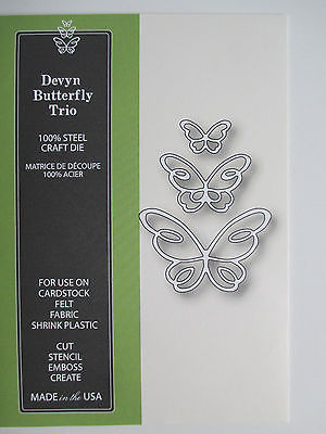 Devyn Butterfly Trio Die / Suaje de Corte Trio de Mariposas Descontinuado Poppy Stamps