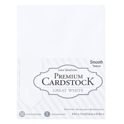 Smooth White Cardstock / 50 Hojas Cartulina Blanca Papel Core&