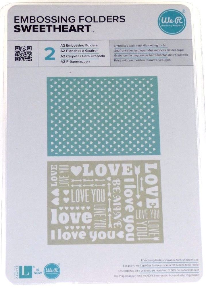 2 Sweetheart Embossing Folders / Folders de Grabado Corazones (2 piezas) Descontinuado We R Memory Keepers