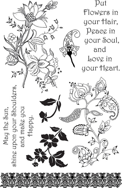 Flowers In Your Hair Stamps / Sellos Florales Descontinuado Ultimate Crafts