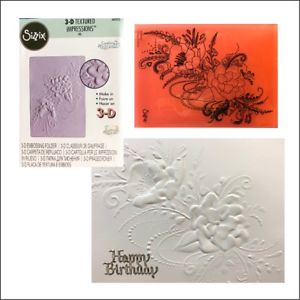 3D Textured Impressions Flower Heart Doodle / Folder de Grabado 3D Flores Folders de Grabado Sizzix