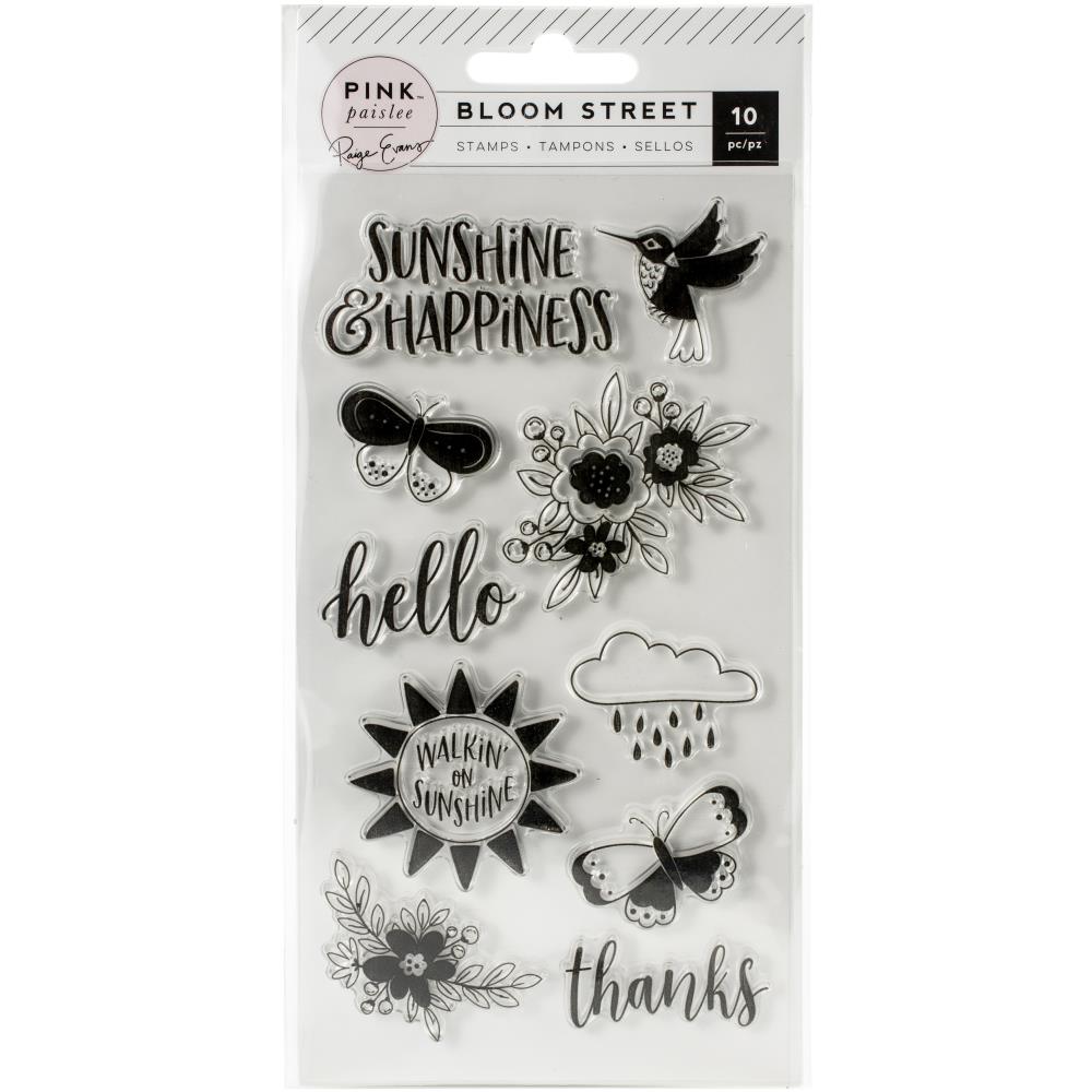 Bloom Street Clear Stamps / Sellos de Polímero Floreciendo Sellos Pink Paislee