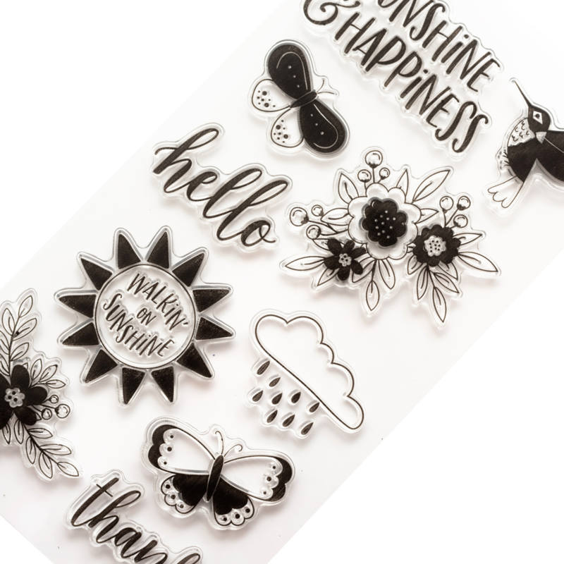 Bloom Street Clear Stamps / Sellos de Polímero Floreciendo Sellos Pink Paislee