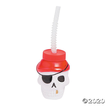 Skull Cups w Straws / 8 Vasos de Calavera Pirata Descontinuado Novelty