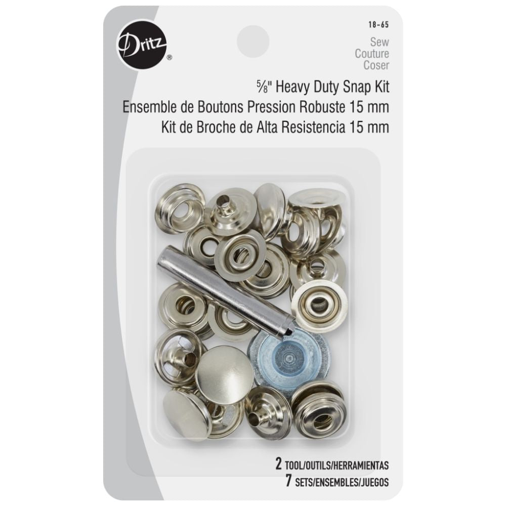 Heavy Duty Snaps & Tool Kit / Set Broches a Presión 15mm y Herramientas Adornos / Embellishments Dritz
