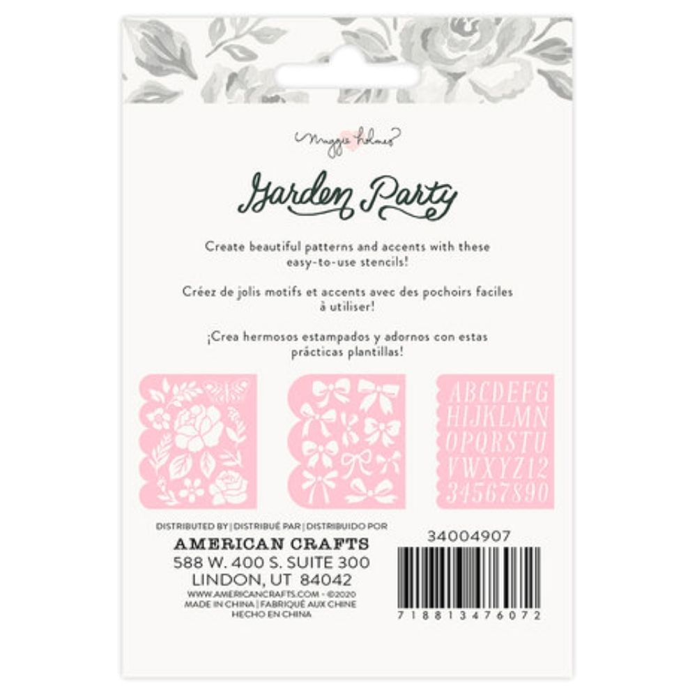 Garden Party Stencils / Set 3 Esténciles 3.5 x 4"  American Crafts