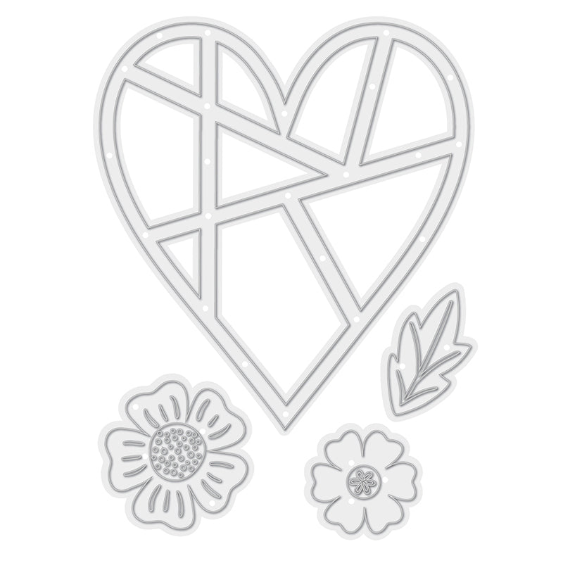 Dies Collection Paige Evans / Suajes de Corazón Geométrico y Flores Dados de Corte / Suajes / Troqueles We R Memory Keepers