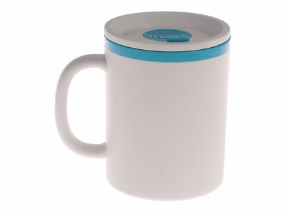 Iconic Desk Mug 16oz White &amp; Teal / Taza Para Escritorio con Tapa Descontinuado Copco