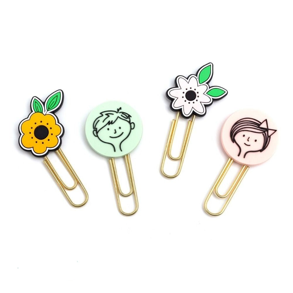 This Is Family Metal Clips / Clips Metálicos Flores y Niños Adornos / Embellishments Pebbles