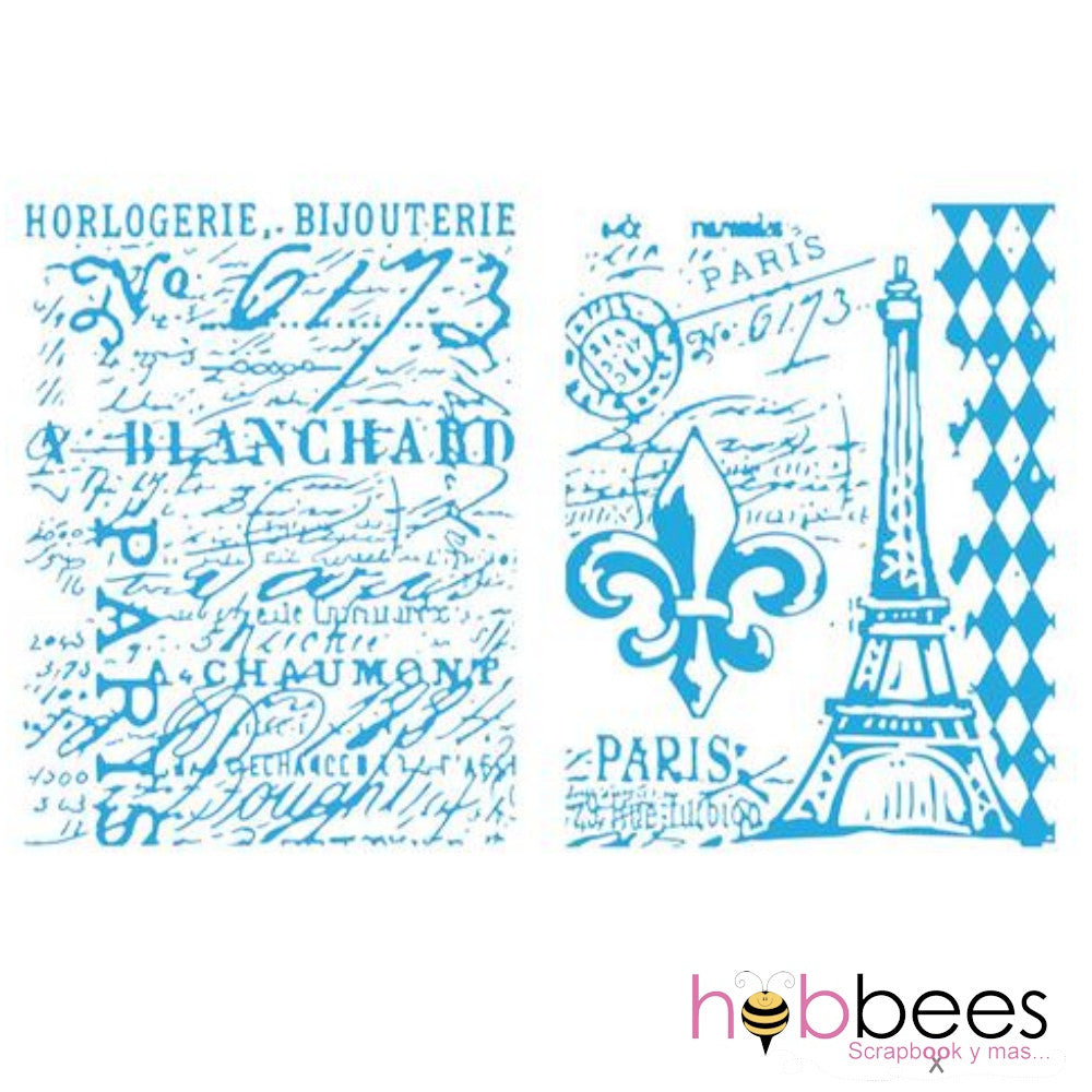 Tim Holtz Eiffel Tower &amp; French Script / 2 Folders de Grabado Torre Eiffel y Letras Descontinuado Tim Holtz