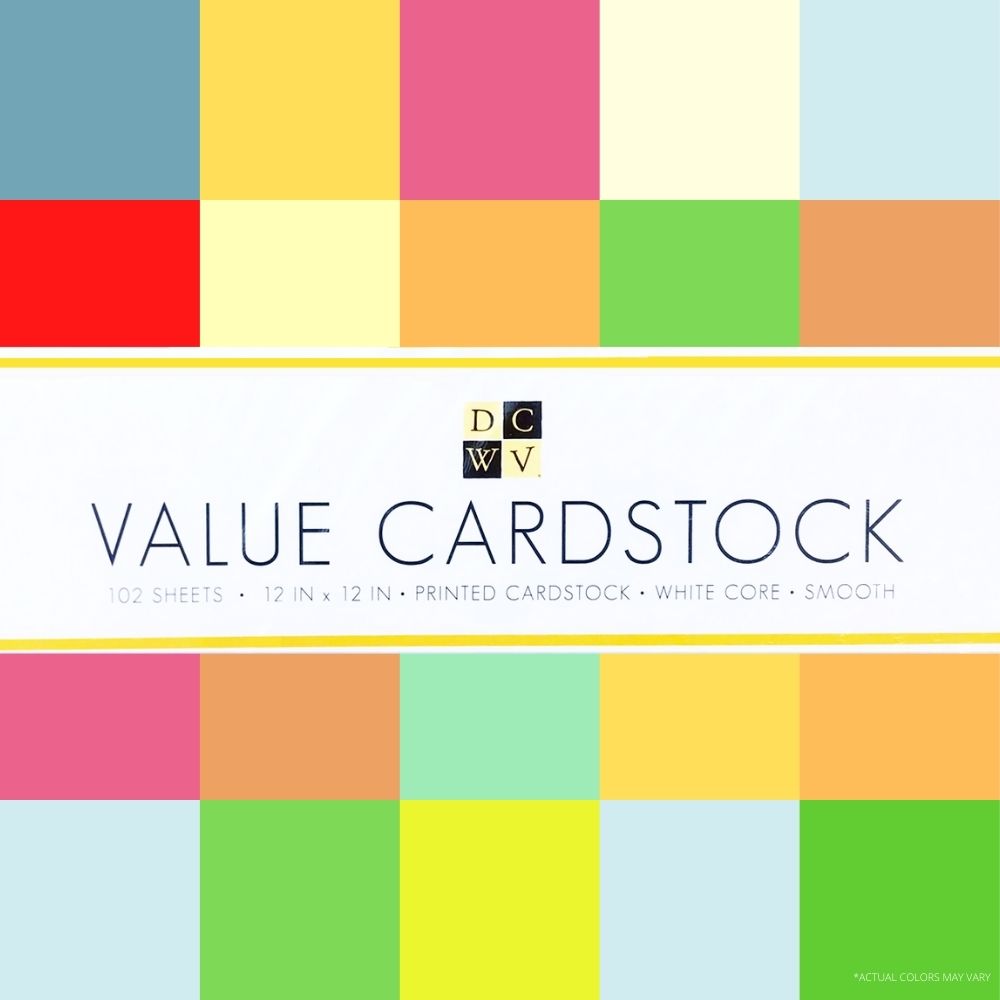 Value Cardstock 12 x 12"  / 102 Hojas de Cartulina de Colores Papel DCWV