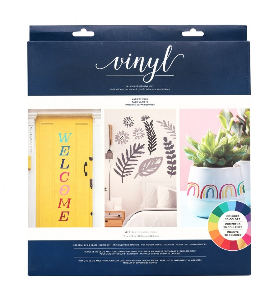 Adhesive Vinyl Sampler Matte / 40 Hojas Vinil Adhesivo Mate Colores Descontinuado American Crafts