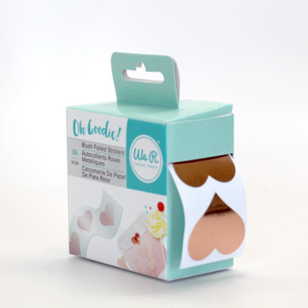 Oh Goodie Collection Foiled Stickers Hearts / Calcomanias Metalizadas en Rosa Descontinuado American Crafts