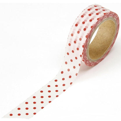 Cinta Adhesiva / Washi Tape White with Red Descontinuado Darice